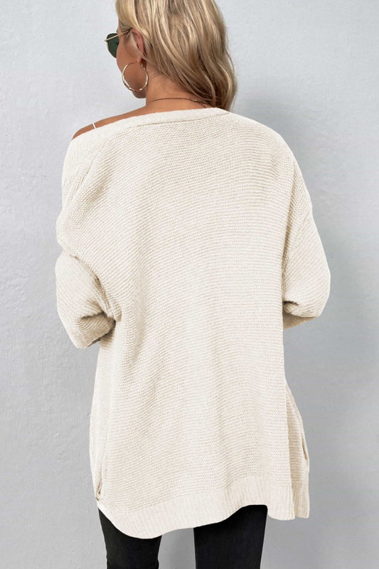 Cable-Knit Open Front Cardigan with Pockets - Body By J'ne