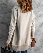 Long Sleeve Ribbed Hem Open Front Longline Cardigan - Body By J'ne