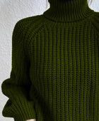 Full Size Turtleneck Rib-Knit Slit Sweater - Body By J'ne