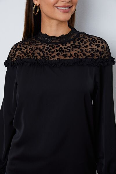 Leopard Frill Flounce Sleeve Blouse - Body By J'ne