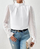 Mock Neck Flounce Sleeve Blouse - Body By J'ne