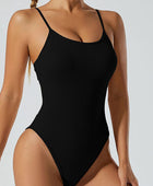 Scoop Neck Spaghetti Strap Active Bodysuit - Body By J'ne