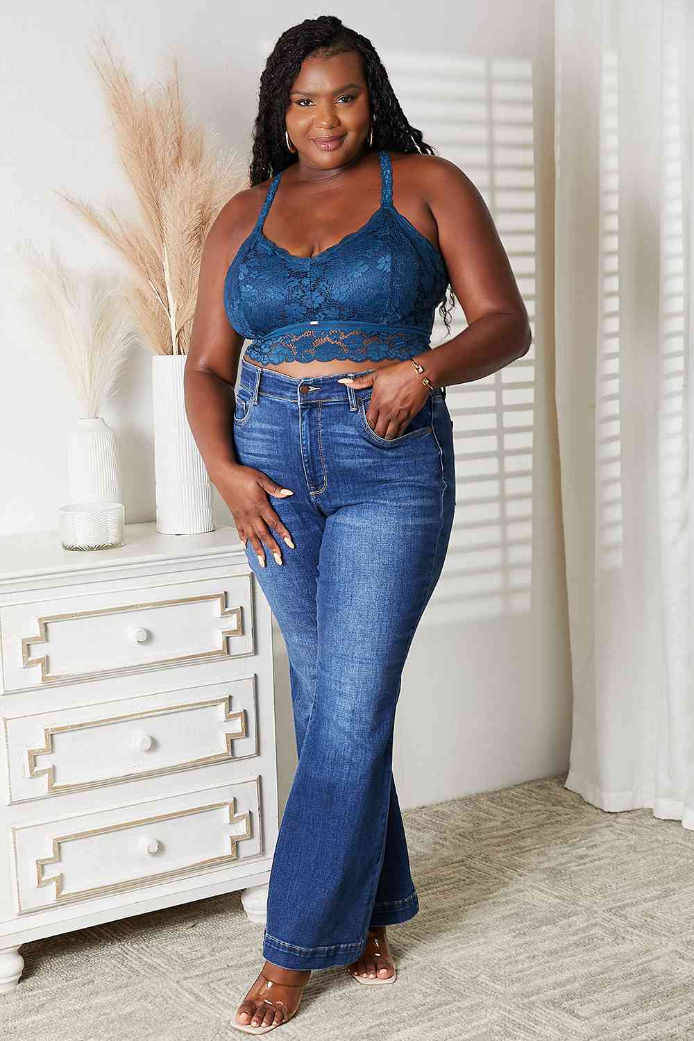 Juliette Full Size Crisscross Lace Bralette - Body By J'ne