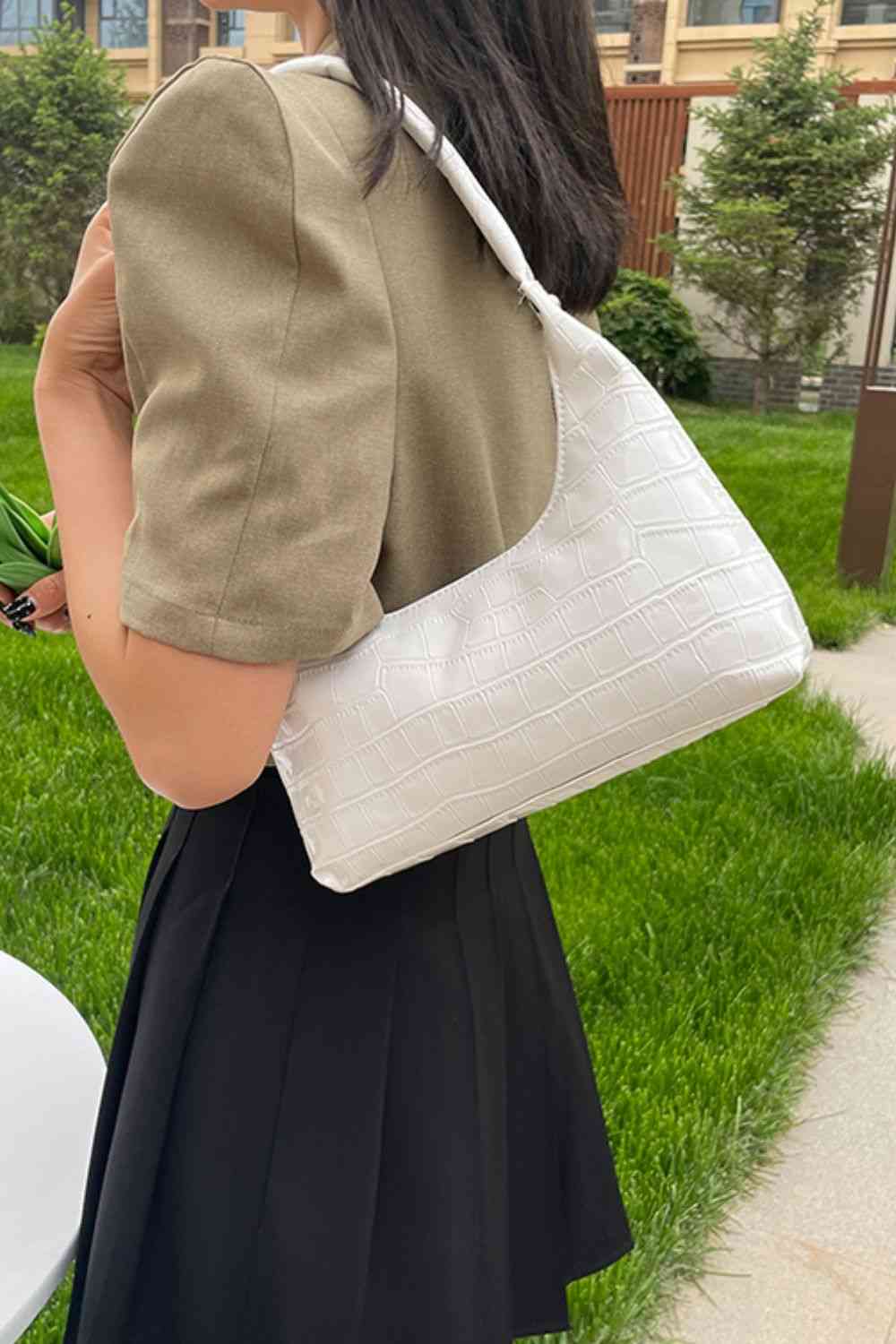 Textured PU Leather Shoulder Bag - Body By J'ne