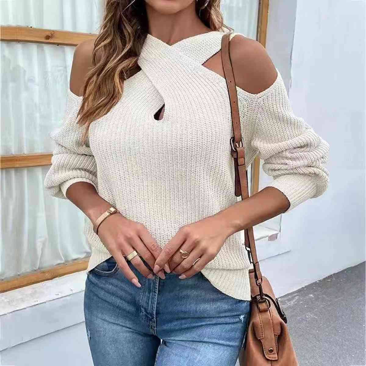 Crisscross Cold-Shoulder Sweater - Body By J'ne