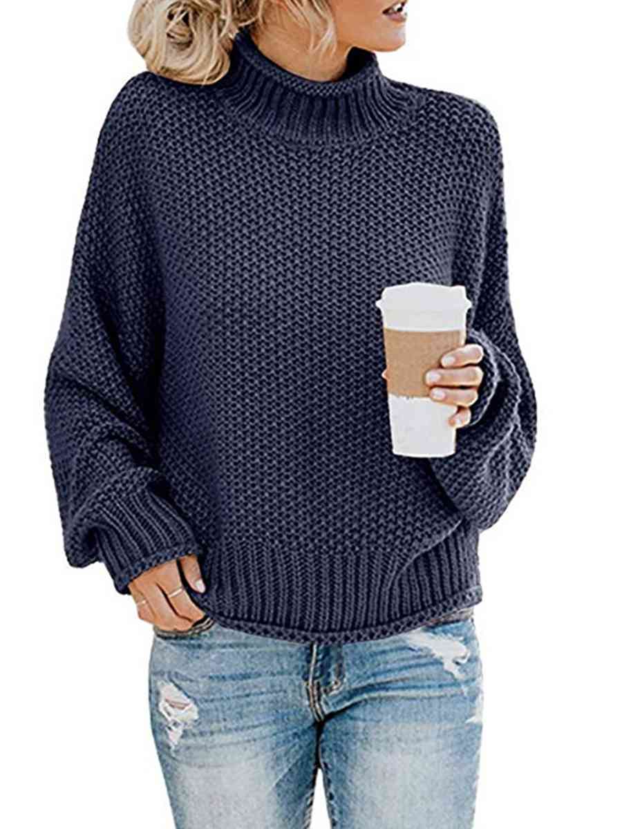 Turtleneck Dropped Shoulder Sweater - Body By J'ne