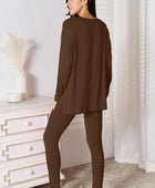 Full Size V-Neck Soft Rayon Long Sleeve Top and Pants Lounge Set - Body By J'ne