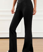 Wide Waistband Slit Bootcut Active Pants - Body By J'ne