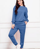 Round Neck Long Sleeve Sweatshirt and Pants Set - Body By J'ne