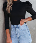 Mock Neck Puff Sleeve Bodysuit - Body By J'ne