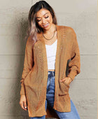 Openwork Rib-Knit Slit Cardigan - Body By J'ne