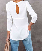 Cutout Round Neck Long Sleeve T-Shirt - Body By J'ne