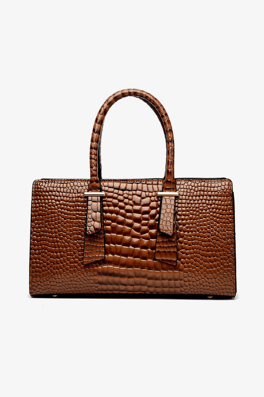 Textured PU Leather Handbag - Body By J'ne