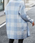 Plaid Dropped Shoulder Cardigan with Pocket - Body By J'ne