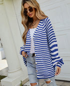 Striped Button Up Long Sleeve Cardigan - Body By J'ne