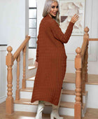 Cable-Knit Open Front Cardigan with Pockets - Body By J'ne