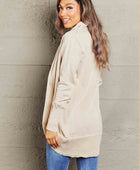 Long Sleeve Ribbed Hem Open Front Longline Cardigan - Body By J'ne