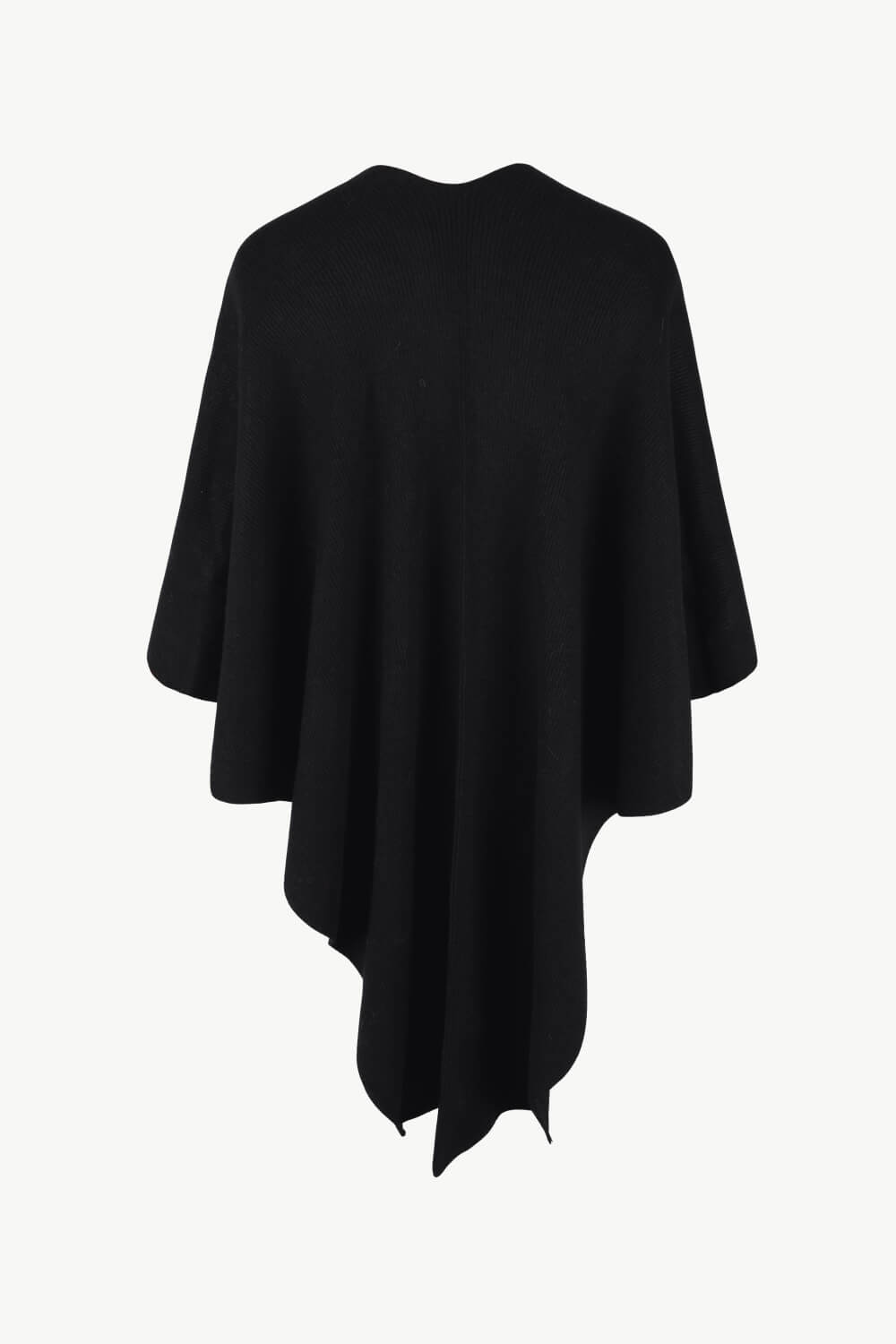 Surplice Neck Pom-Pom Trim Poncho - Body By J'ne