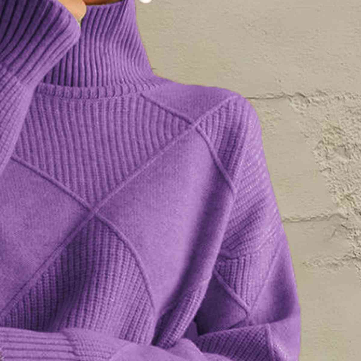 Geometric Turtleneck Long Sleeve Sweater - Body By J'ne