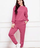 Round Neck Long Sleeve Sweatshirt and Pants Set - Body By J'ne