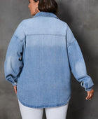 Plus Size Button Up Pocketed Denim Top - Body By J'ne