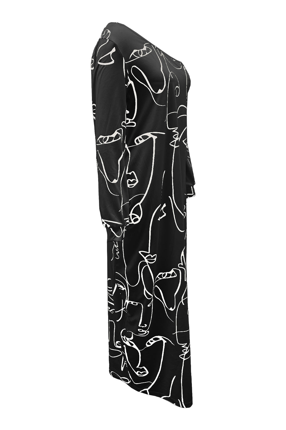 Printed Single Shoulder Lantern Sleeve Maxi Dress - Body By J'ne