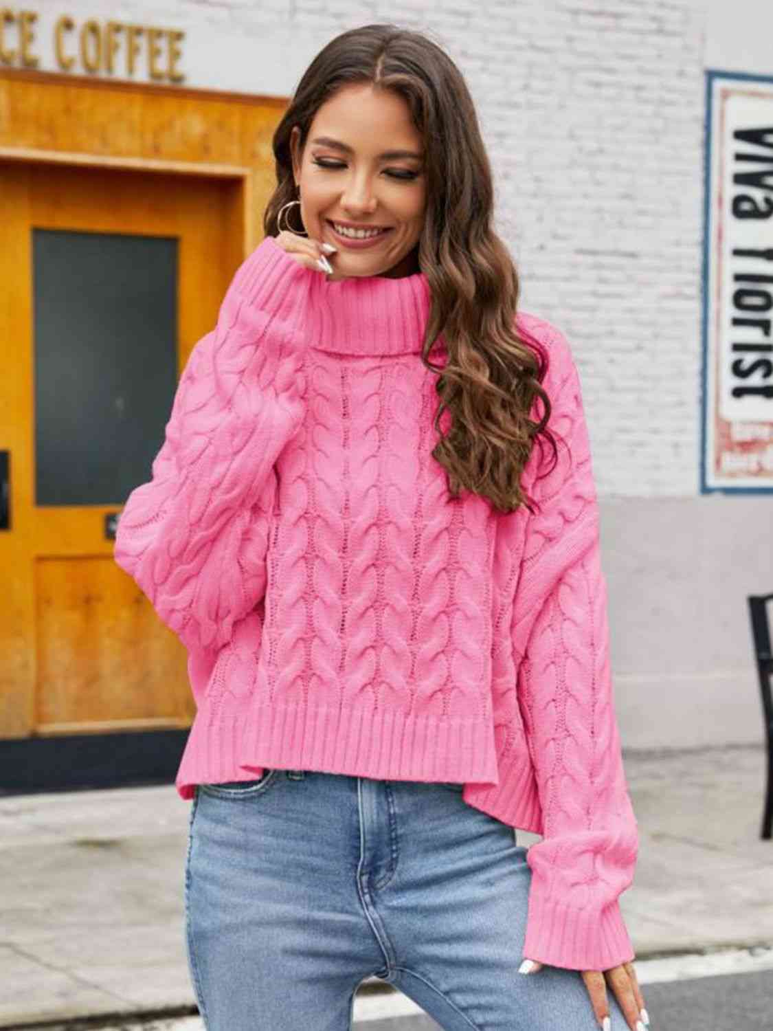 Turtle Neck Cable-Knit Sweater - Body By J'ne