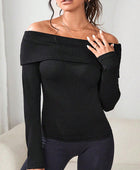 Off-Shoulder Long Sleeve Knit Top - Body By J'ne