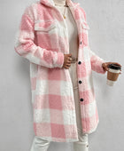 Plaid Collared Neck Button Down Coat - Body By J'ne