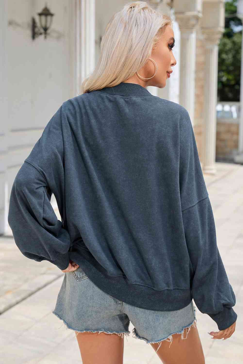 Round Neck Dropped Shoulder Sweatshirt - Body By J'ne