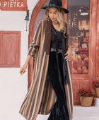 Striped Open Front Long Sleeve Outerwear - Body By J'ne