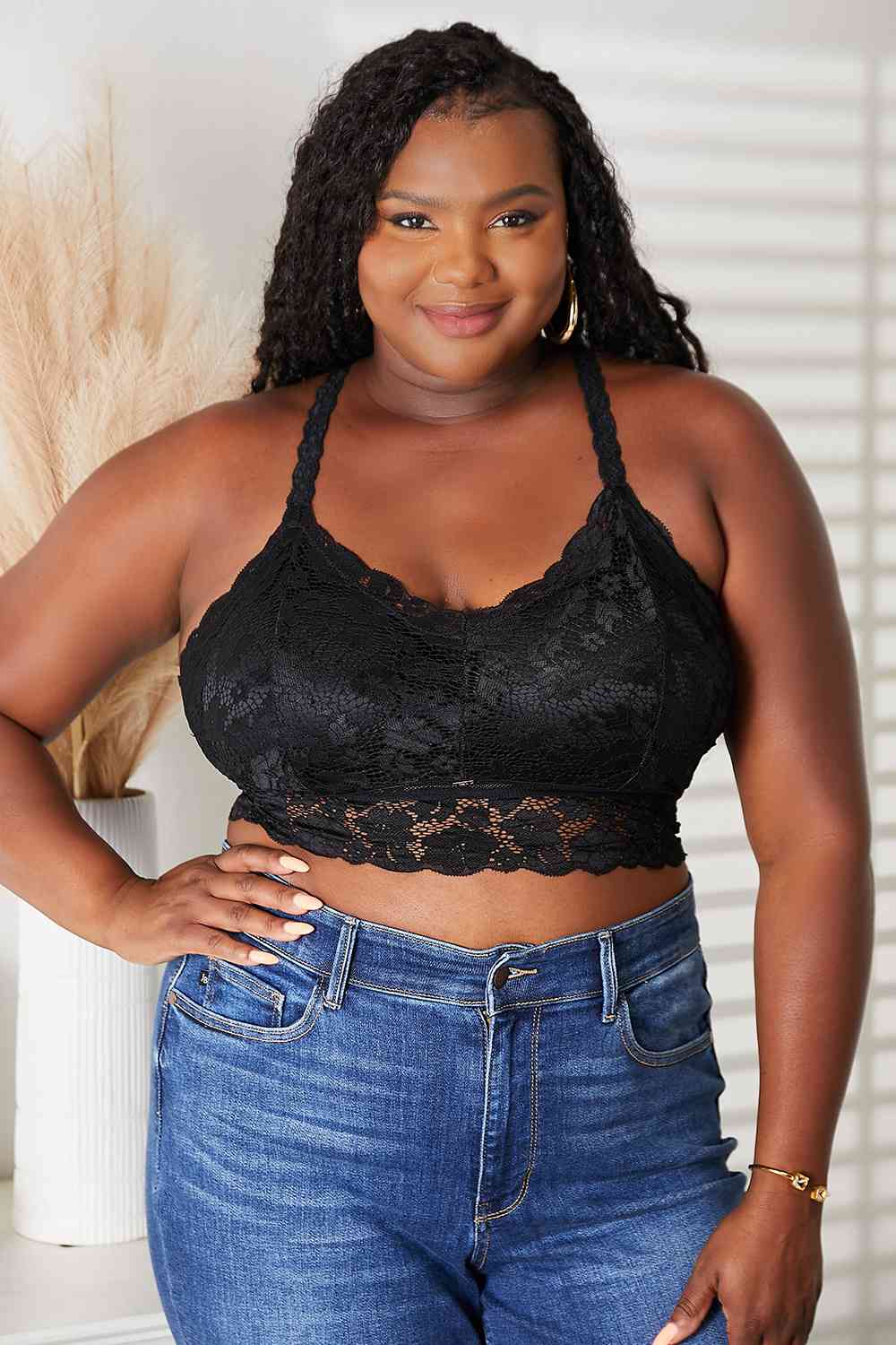 Juliette Full Size Crisscross Lace Bralette - Body By J'ne