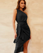 Slit Tied Single Shoulder Dress - Body By J'ne