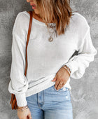 Tied Balloon Sleeve Round Neck Sweater - Body By J'ne