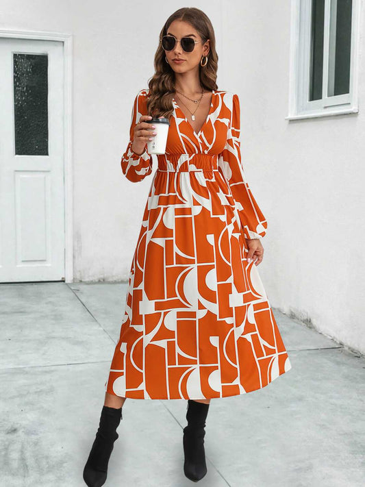 Surplice Neck Long Sleeve Midi Dress - Body By J'ne