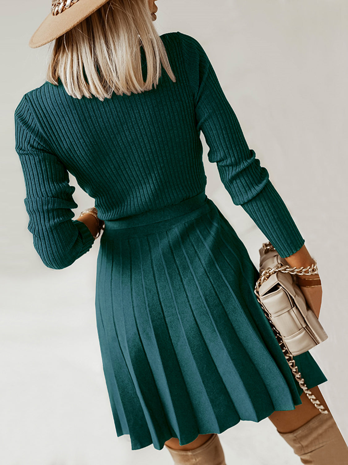 Surplice Neck Tie Front Pleated Sweater Dress – Body By J'ne Surplice Neck Tie Front Pleated Sweater Dress – Body By J'ne