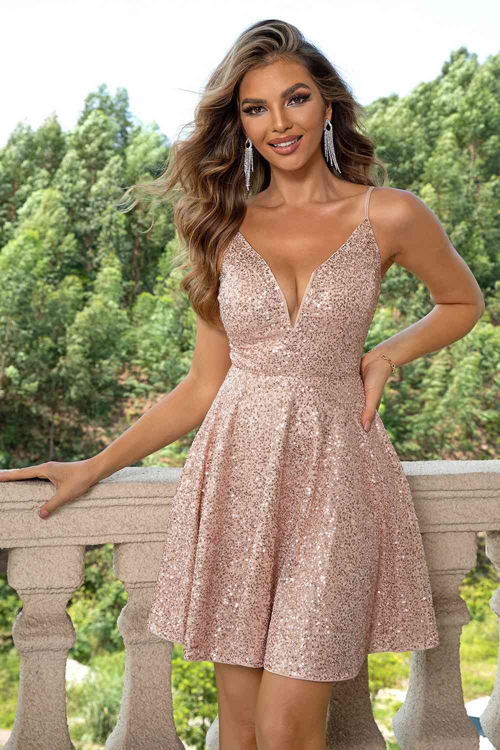 Sequin Spaghetti Strap Dress - Body By J'ne