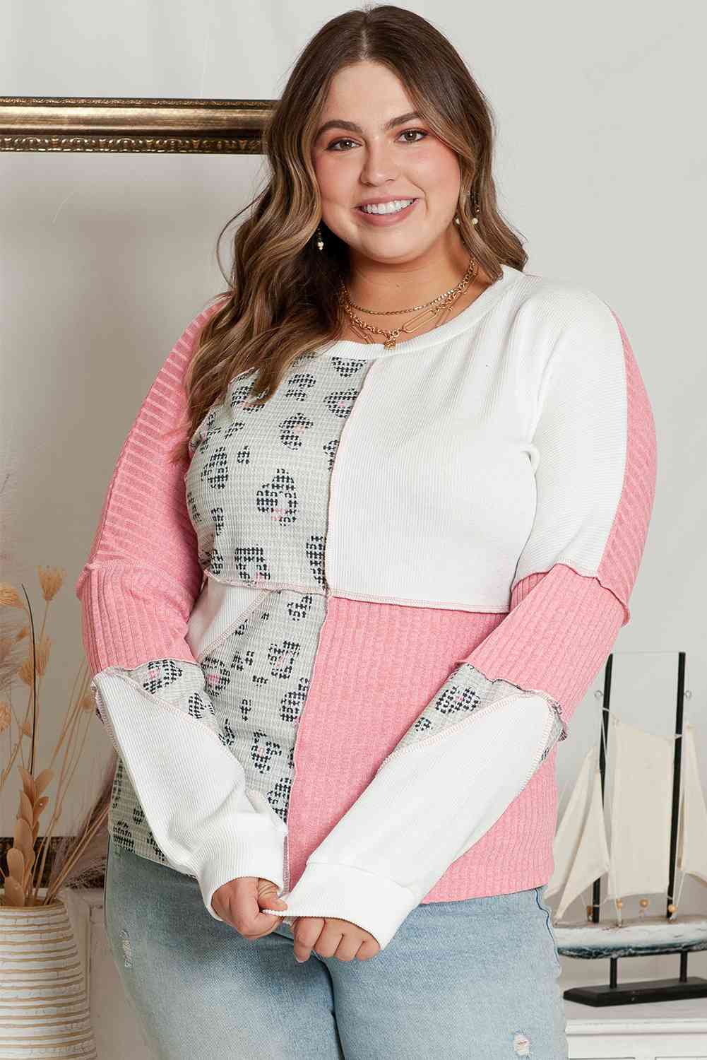 Plus Size Out Seamed Splicing Sweatshirt - Body By J'ne