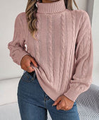 Cable-Knit Turtleneck Dropped Shoulder Sweater - Body By J'ne