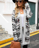 Printed Long Sleeve Cardigan with Pocket - Body By J'ne