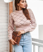 Openwork Plaid Round Neck Cropped Sweater - Body By J'ne