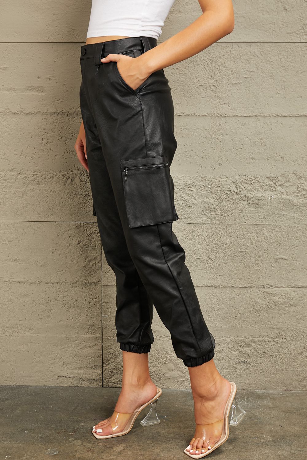 High Rise Leather Joggers - Body By J'ne
