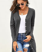 V-Neck Long Sleeve Cardigan with Pocket - Body By J'ne