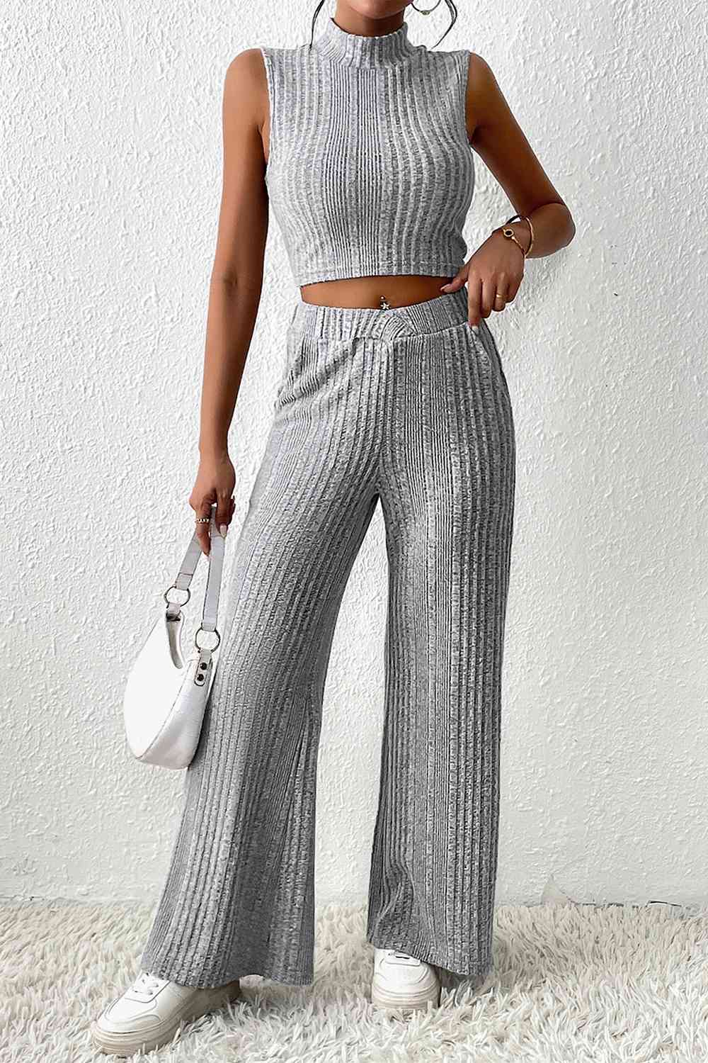 Mock Neck Tank and Pants Set - Body By J'ne