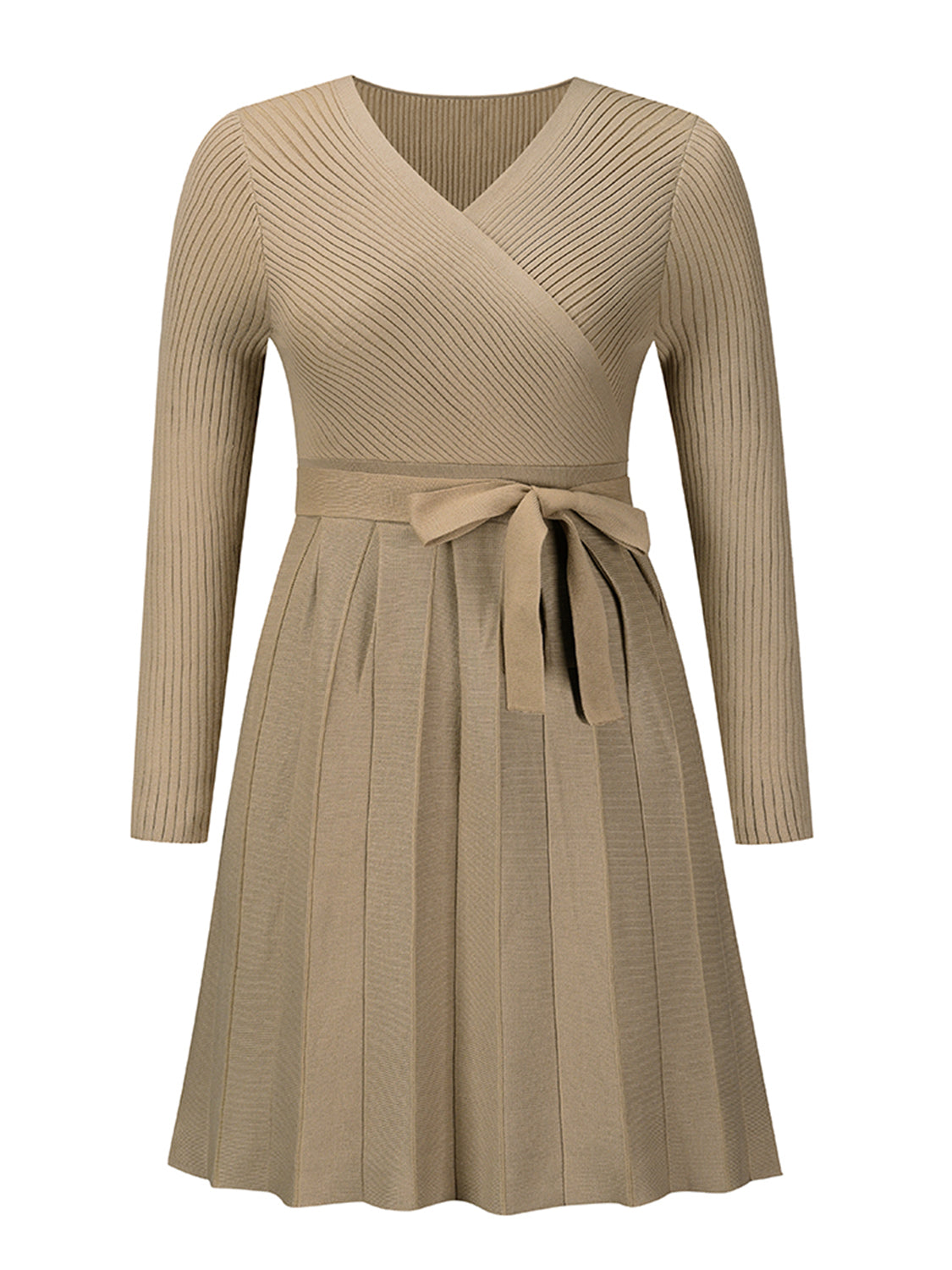 Surplice Neck Tie Front Pleated Sweater Dress – Body By J'ne Surplice Neck Tie Front Pleated Sweater Dress – Body By J'ne