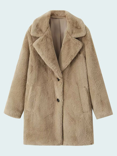 Fuzzy Button Up Lapel Collar Coat - Body By J'ne