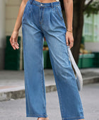 Buttoned Wide Leg Jeans with Pockets - Body By J'ne