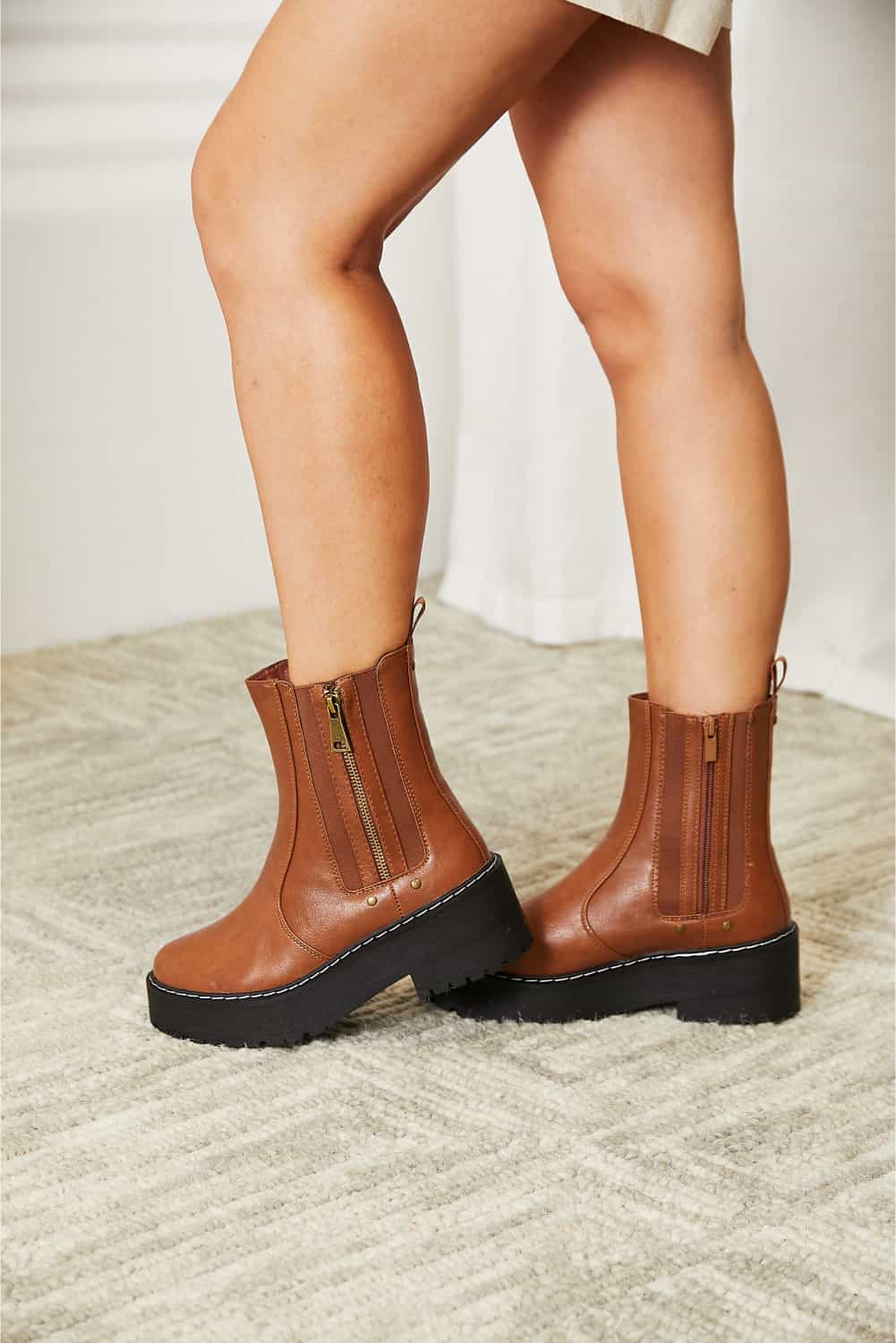 In too Deep Side Zip Platform Boots - Body By J'ne