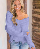 Frayed Hem Dropped Shoulder Sweater - Body By J'ne