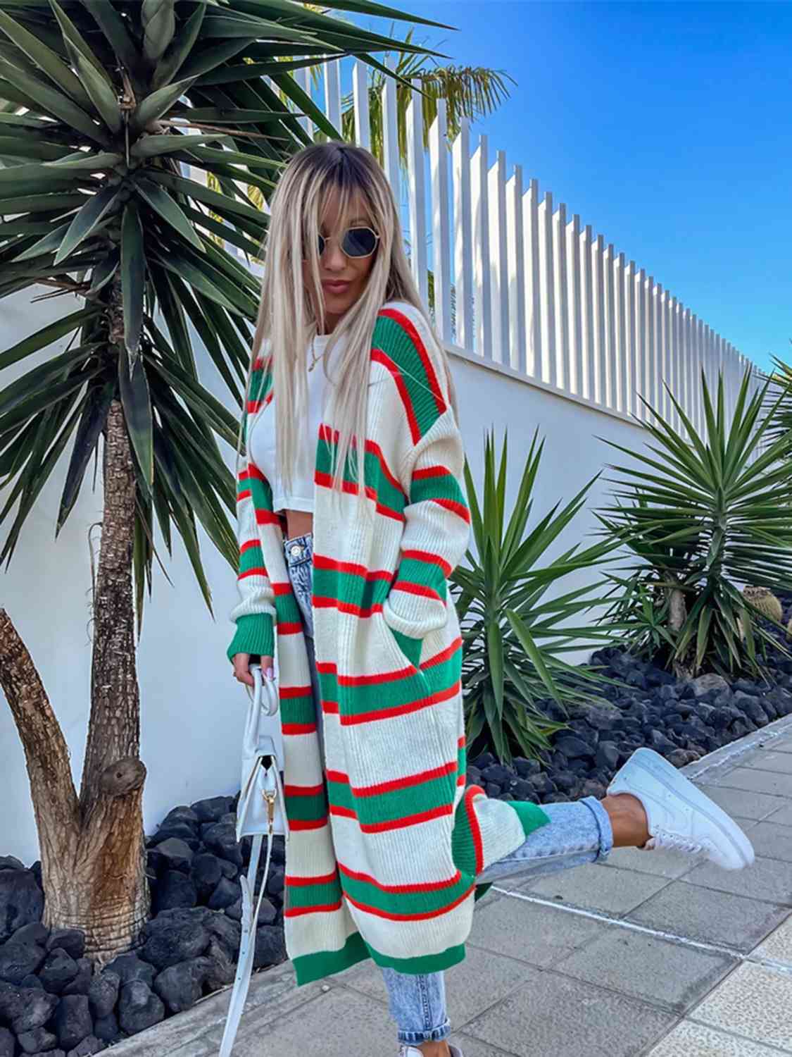 Striped Open Front Longline Cardigan - Body By J'ne